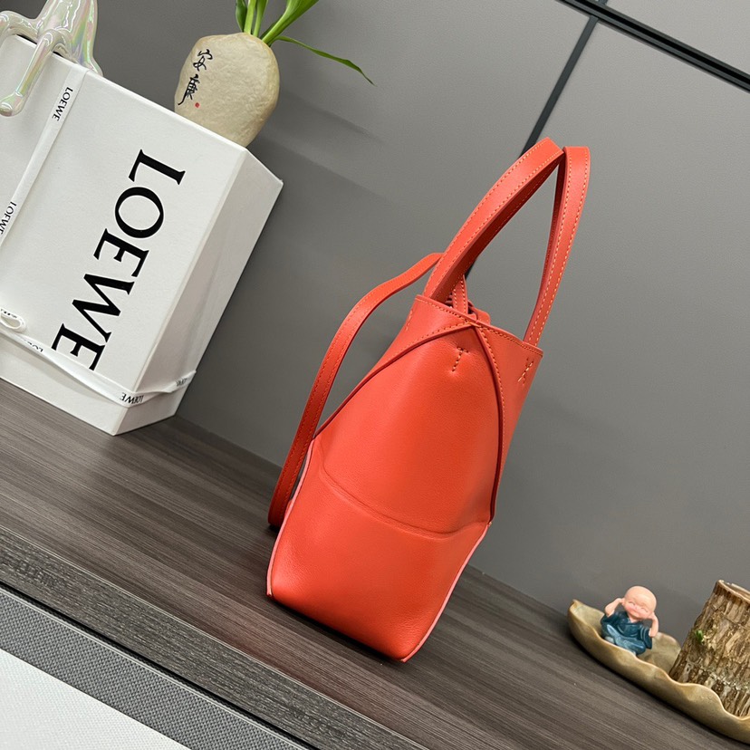 Loewe Mini Puzzle Fold Tote in shiny calfskin Red(Replica)