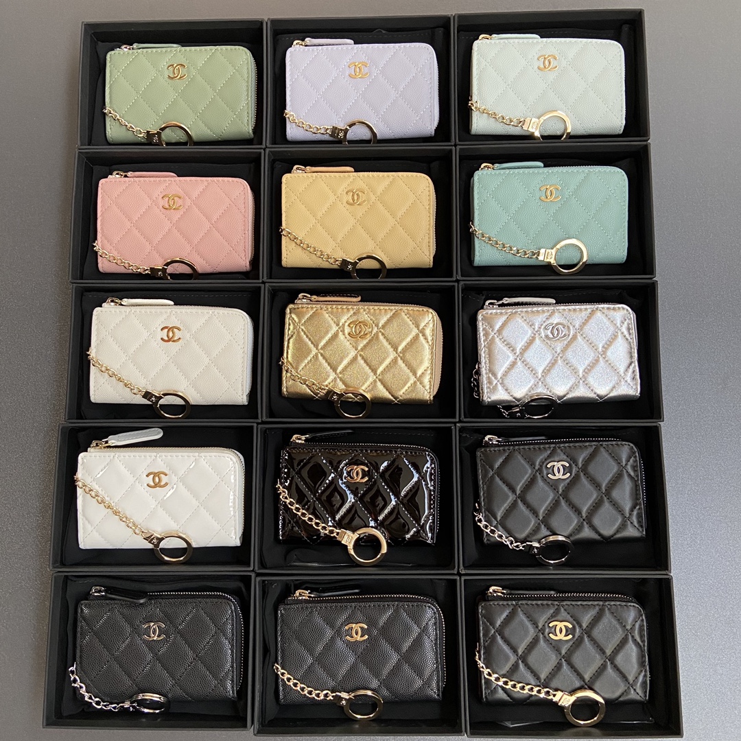 TOP CHANEL Mini Zipper Card Holder 11.5x7.5x1.5cm - 10 Colors