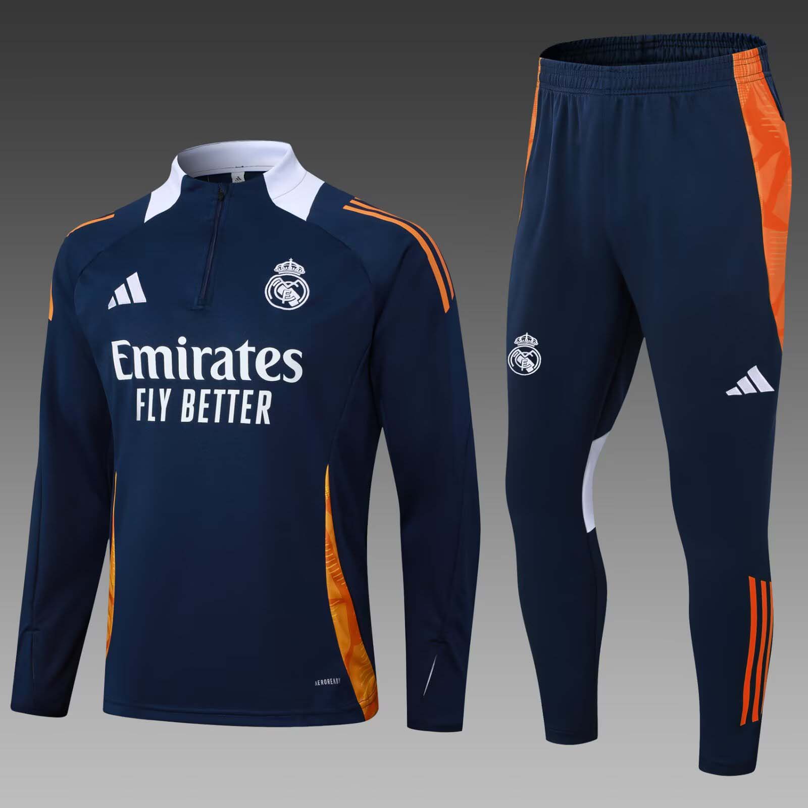 2025/2026 Real Madrid Half-Pull Training Suit Royal blue Football Shirt 1:1 Thai Quality Set