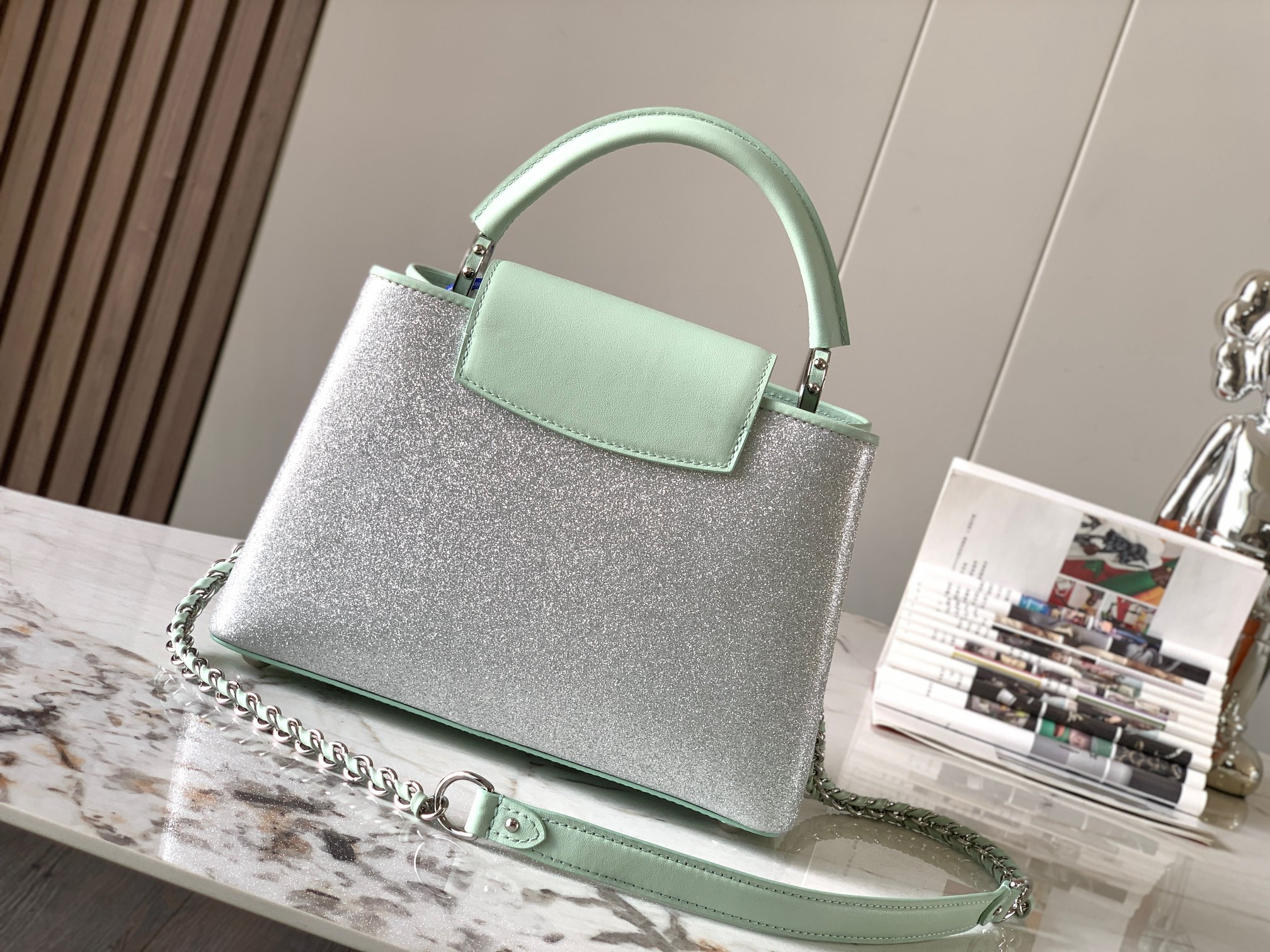 TOP Louis Vuitton LV Capucines Star Crystal Shell Buckle Bag 2 Sizes-Sliver