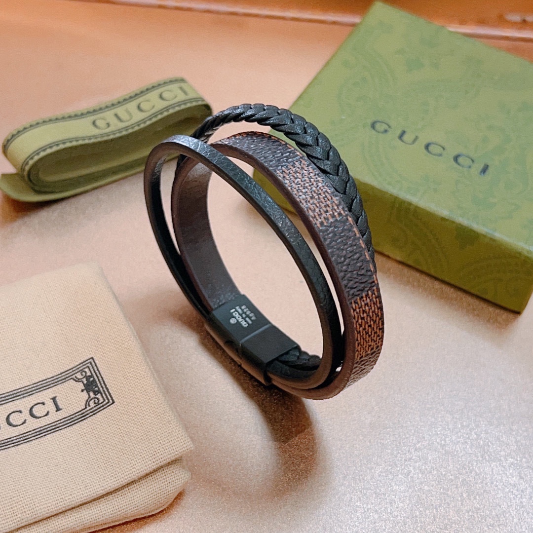 TOP GUCCI Men's/Women's Hand Strap Bracelet - Black