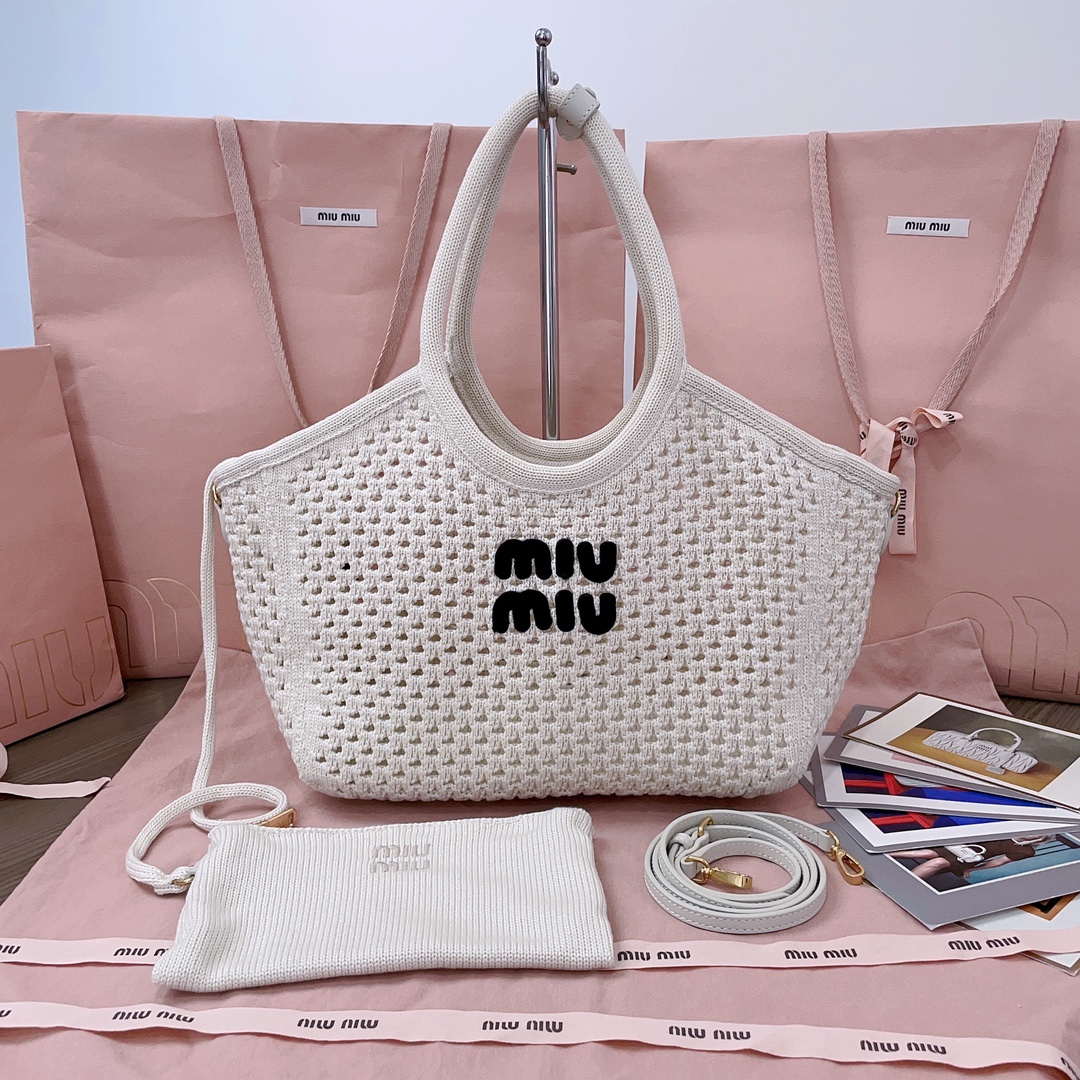 TOP Miu Miu Tote Bag 28X 26X12.5Cm - White