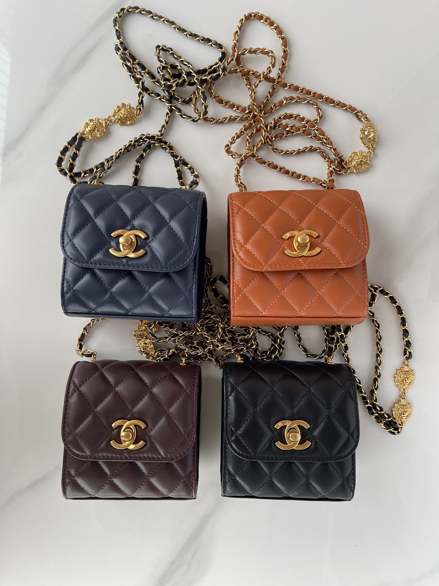TOP CHANEL Sheepskin Chain Bags 11*11*5.5cm - 4 Colors&GHW