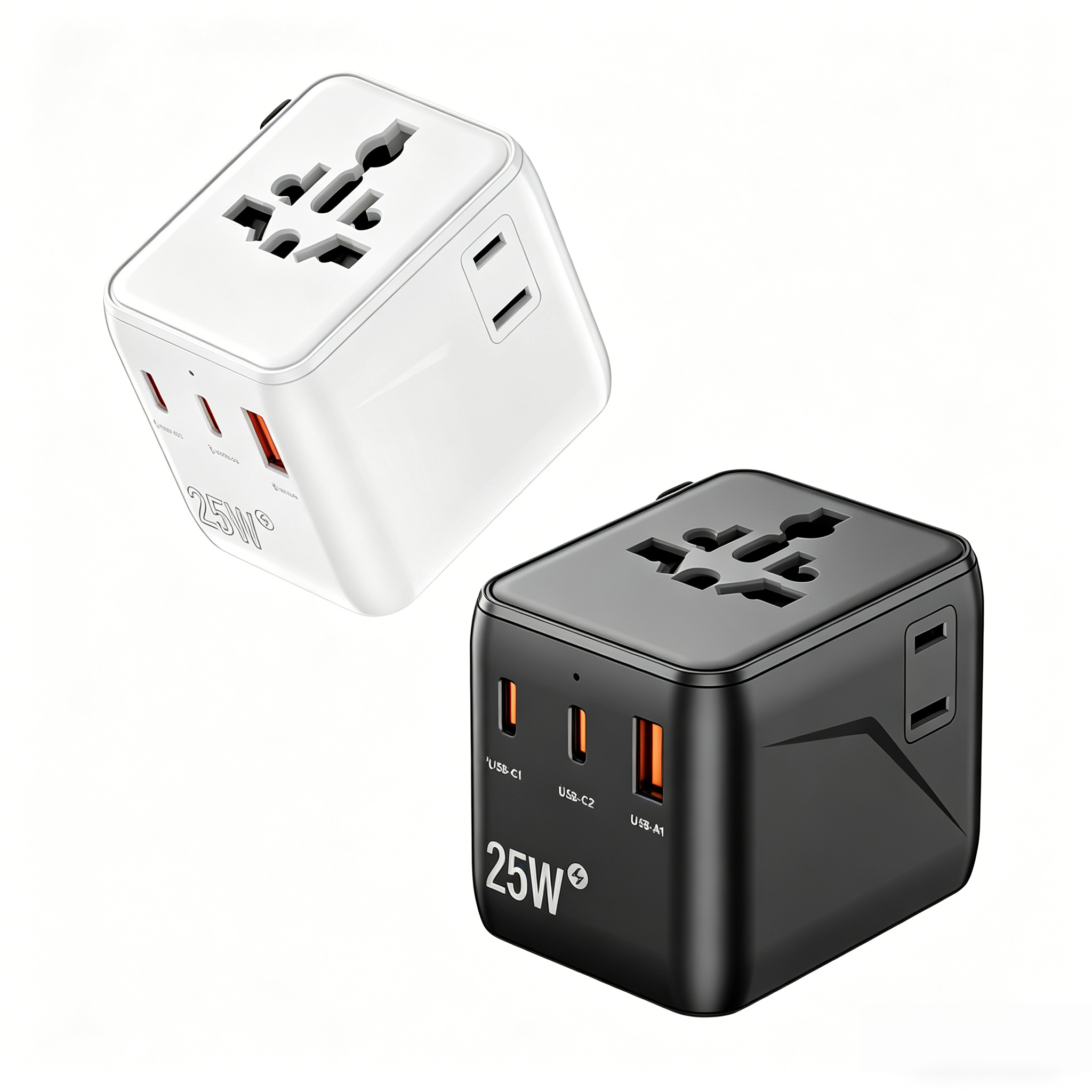 International Multiport USB Charger Travel Adapter Compact GaN 25W USB to USB C Adapter Universal Travel Adapter with Type-C