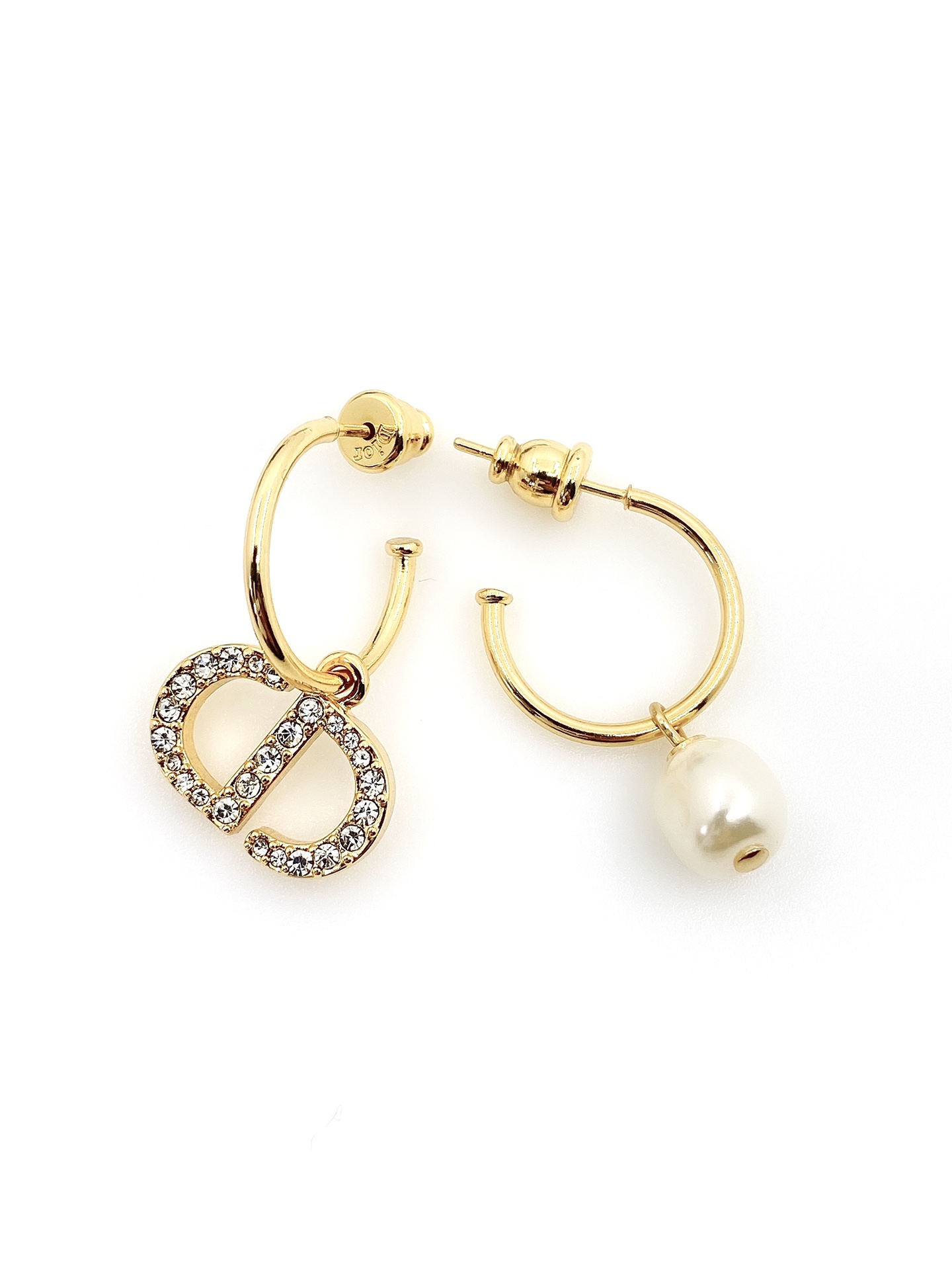 TOP Christian Dior CD Pearl Earrings - Gold