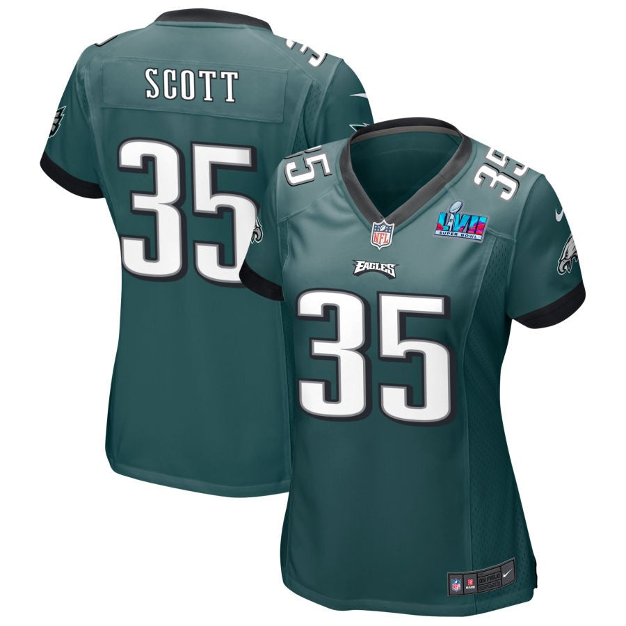 Boston Scott Philadelphia Eagles  Women's Super Bowl LVII Game Jersey - Midnight Green