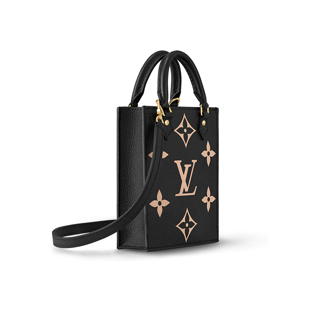 Louis Vuitton Monogram Empreinte Petite Sac Plat Handbag Black Beige（10A Mirror Version）