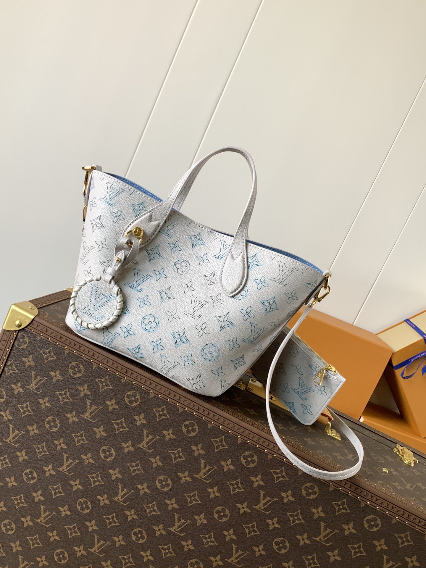 TOP Louis Vuitton LV Blossom Tote Bag 22x14x16cm/30x28x16cm - Light Blue