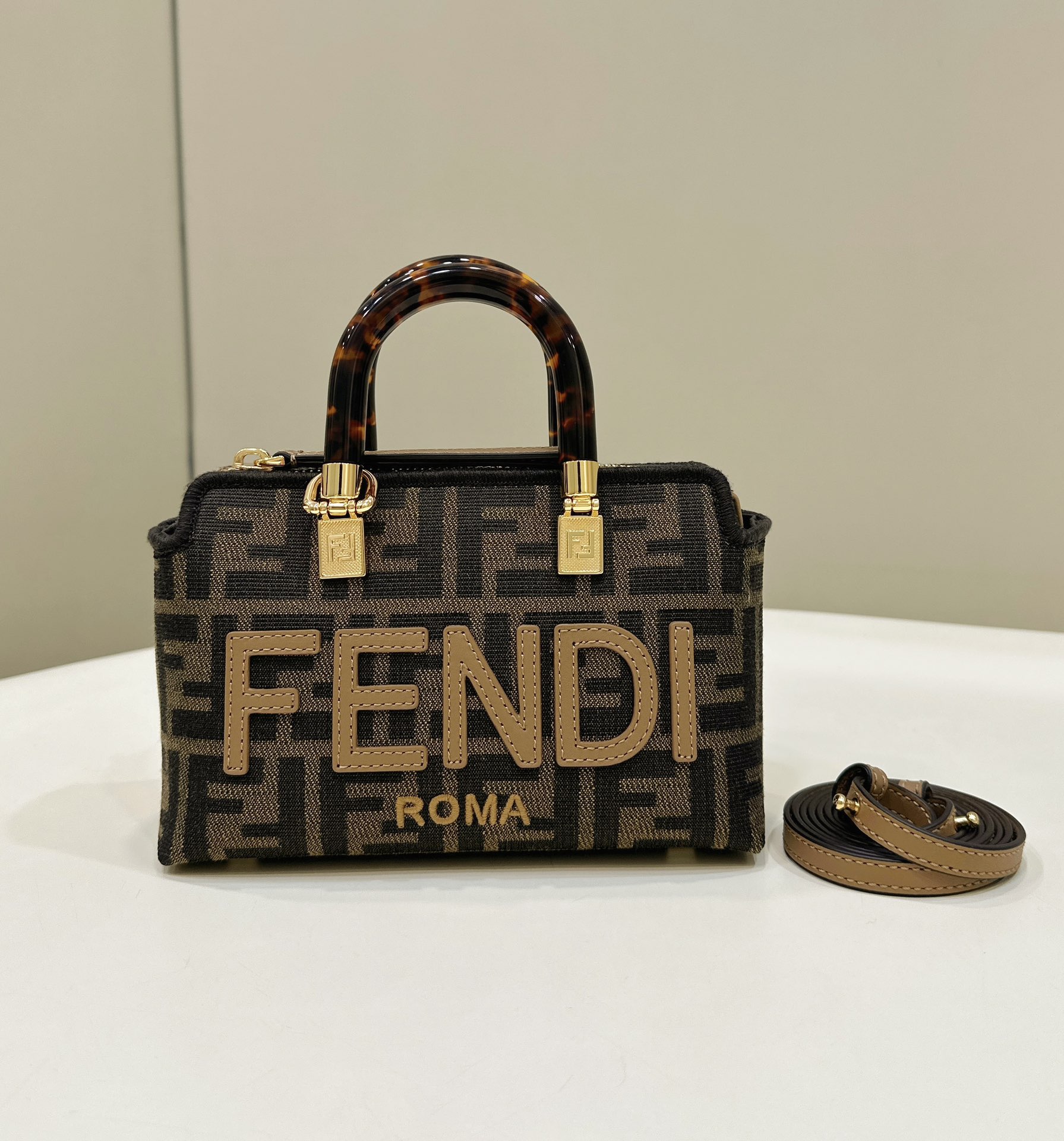 TOP FENDI By The Way Mini Bag In Denim Boston Bag - Brown