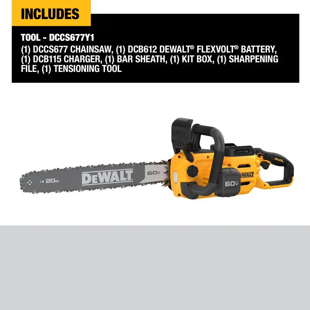 FLEXVOLT 60V MAX 20 in. Brushless Electric Cordless Chainsaw Kit and Carry Case with (1) FLEXVOLT 4 Ah Battery & Charger