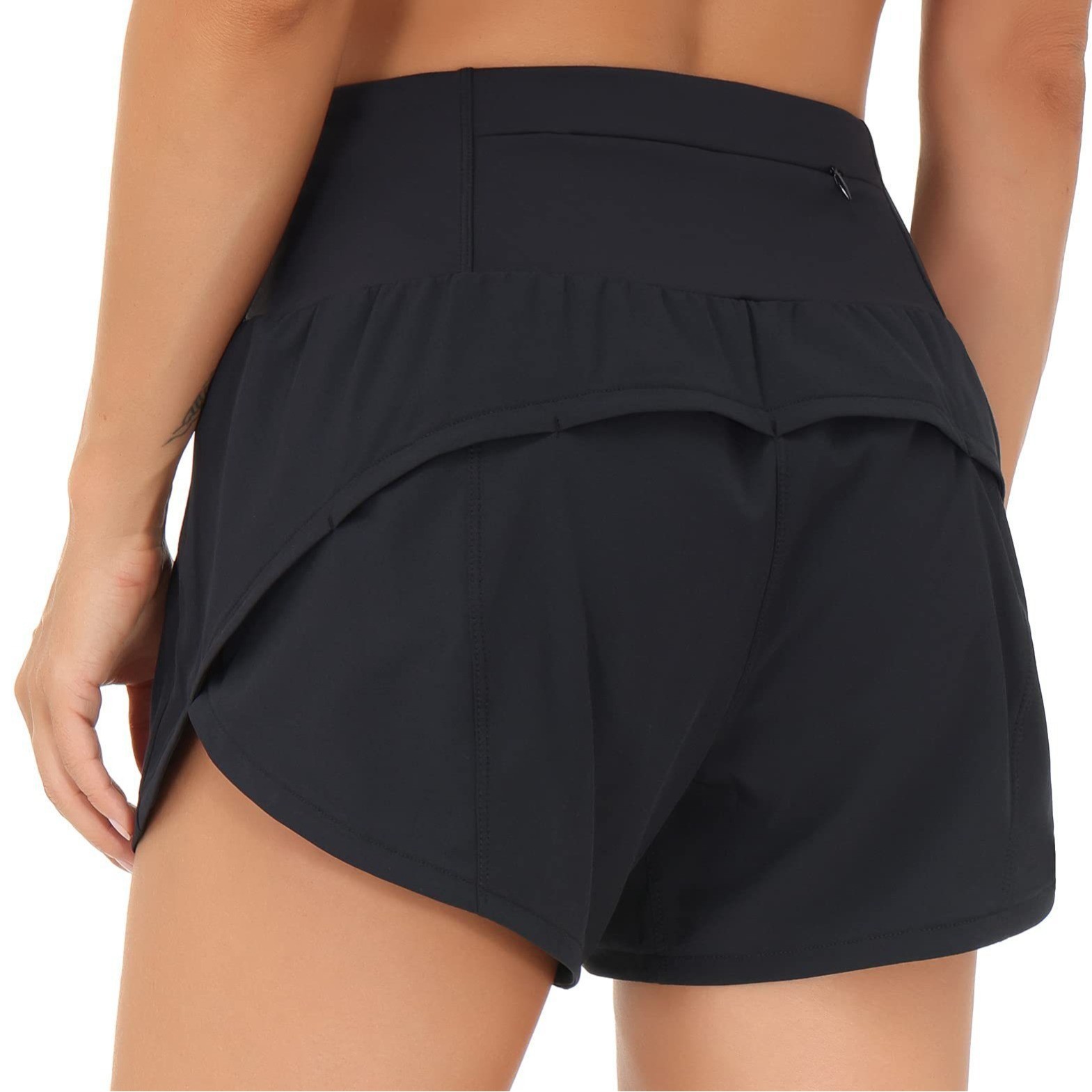 Best-selling women's sports running shorts, high-waisted, faux two-piece with zipper pockets, yoga pants levelkeen