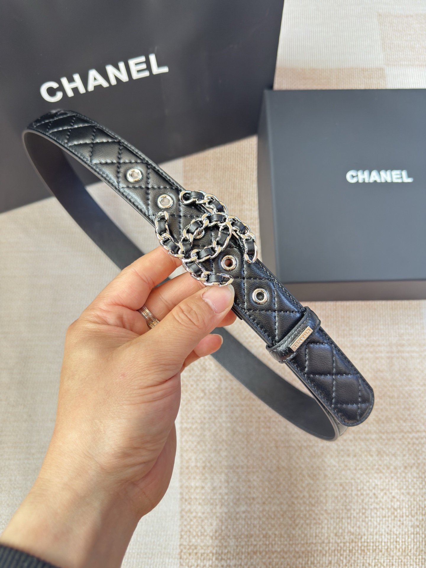 TOP CHANEL CC Leather Belt  - 2 Color - 3.0cm