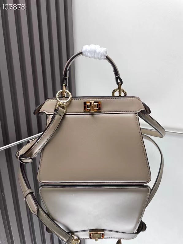 TOP FENDI Retro Leather Peekaboo Bags - 33x25x13cm - Khaki&GHW