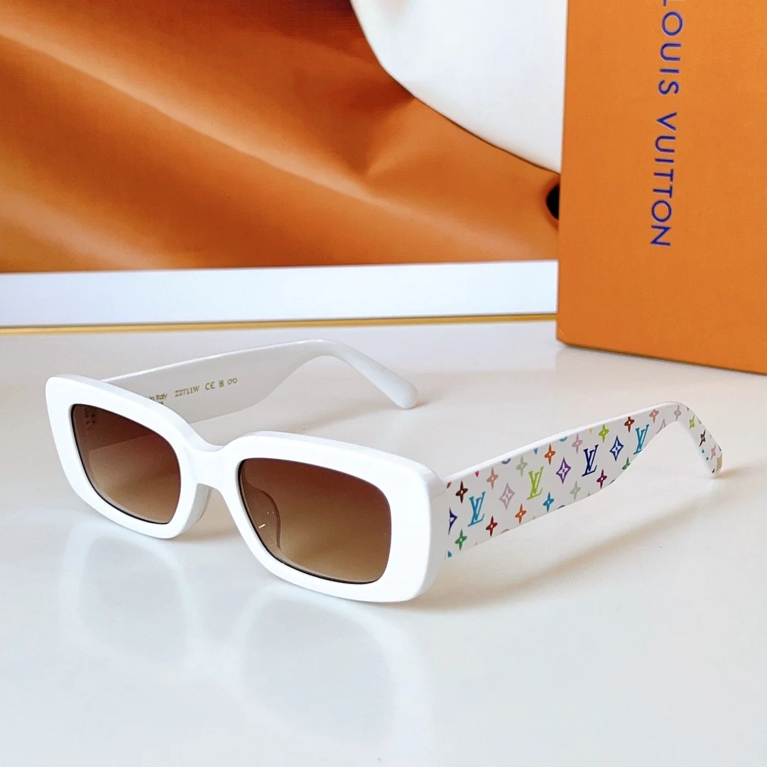 Women Retro Narrow Rectangle Sunglasses Colorful Printed Temple UV400 Protection Fashion Outdoor Shades Multiple Colors