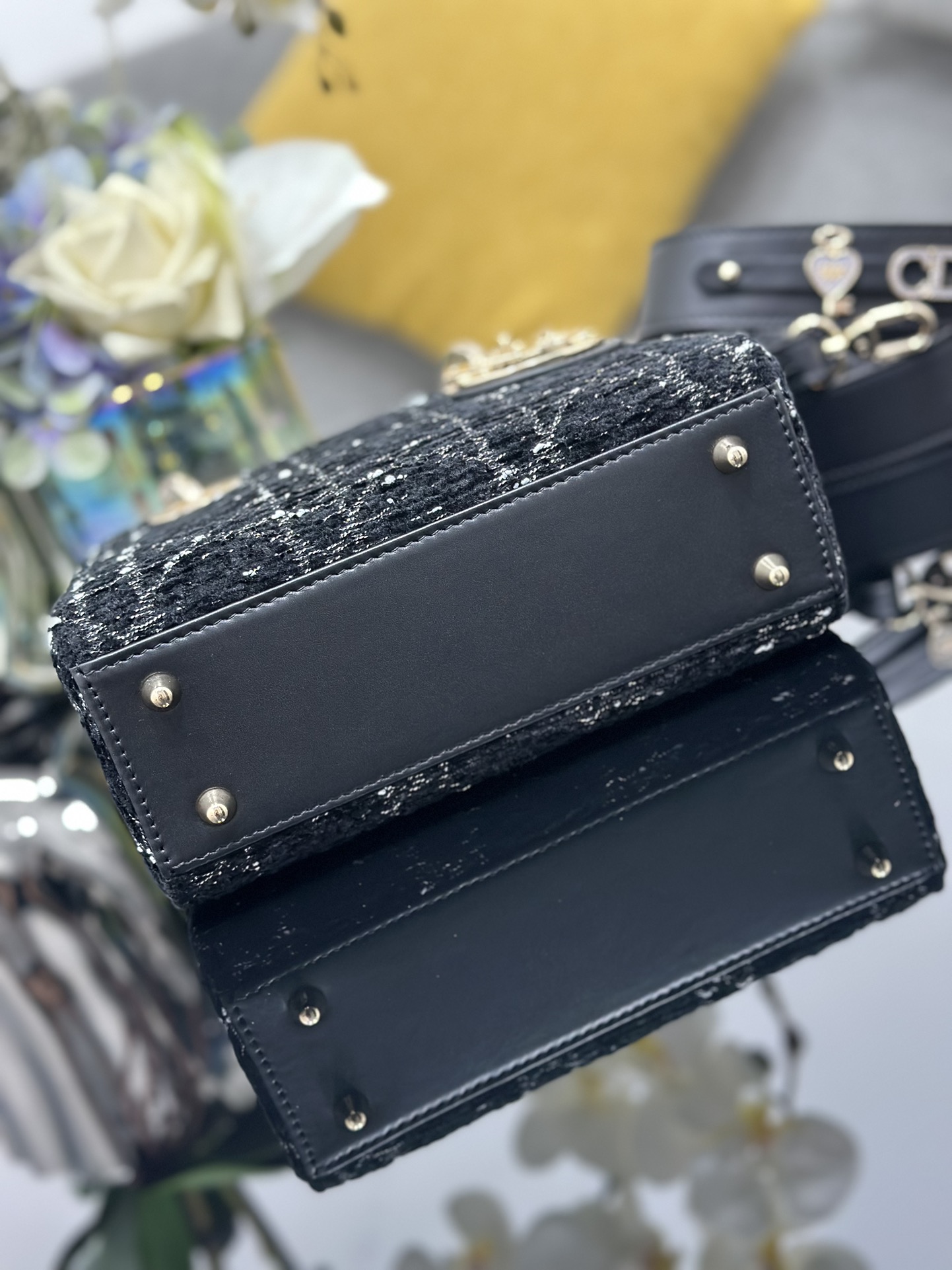 TOP Christian Dior Lady Dior Bag Tweed 20x16.5x8cm - Black
