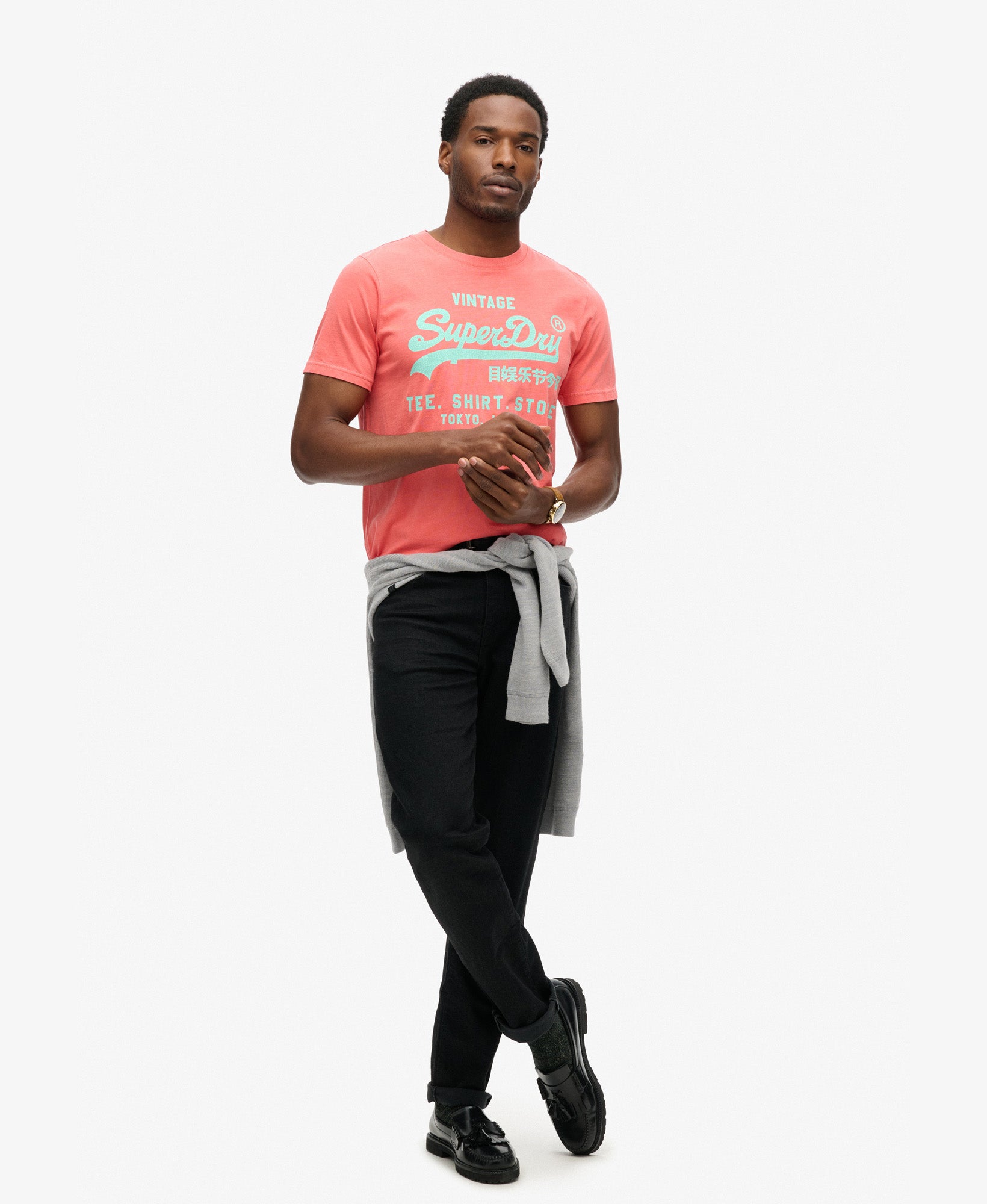 Neon Vintage Logo Tee | Deep Sea Coral