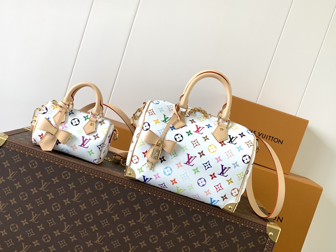 TOP Louis Vuitton LV Speedy Bandoulière Nano/25/30 Handbag 10x7.5x16cm/25x19x15cm/30x21x17cm - White