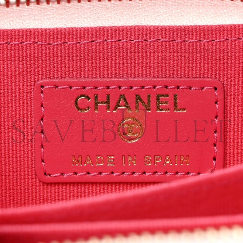 CHANEL CAVIAR QUILTED PERFORATED CC ZIP COIN PURSE WHITE (11*7*2cm)
