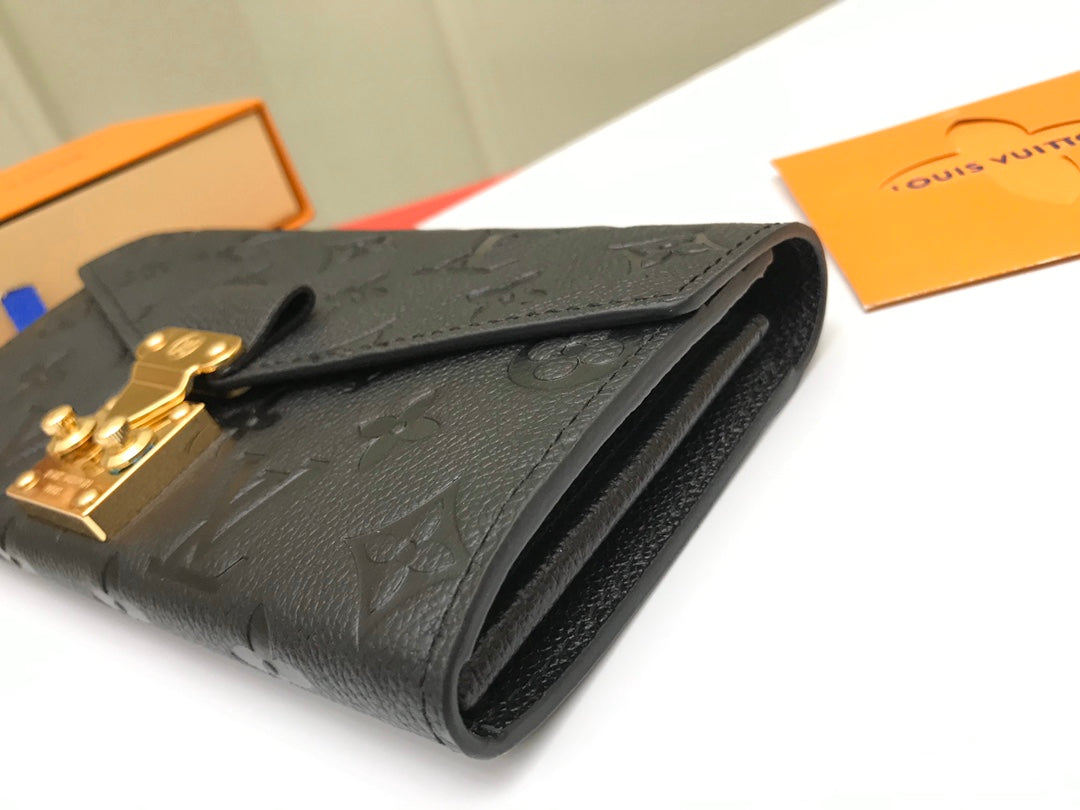 TOP Louis Vuitton LV £V Empreinte Metis Wallet 12 x 19 x 3cm- Black
