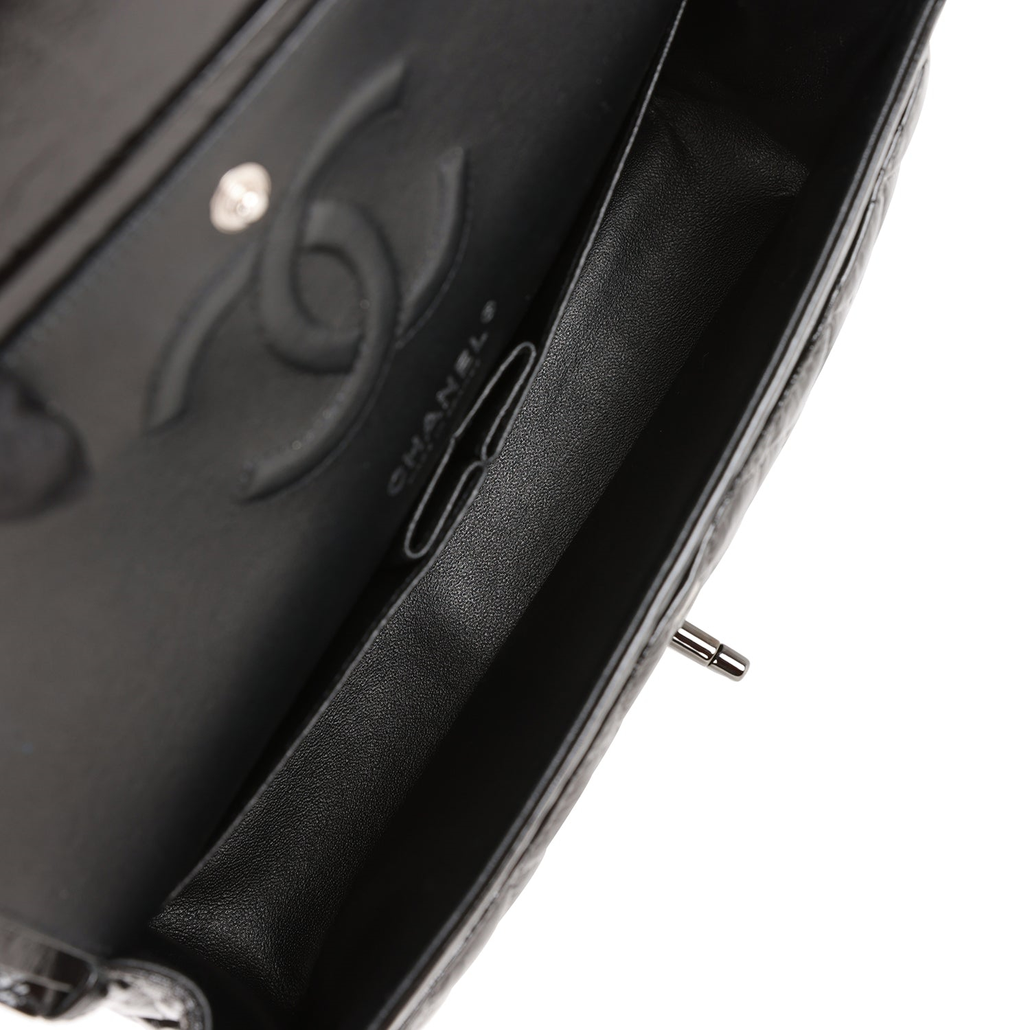 Chanel Shiny Crumpled Calfskin Quilted Medium Double Flap So Black (replica)