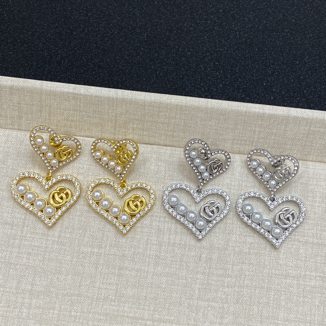 TOP GUCCI Diamonds Earrings - Silver/Gold