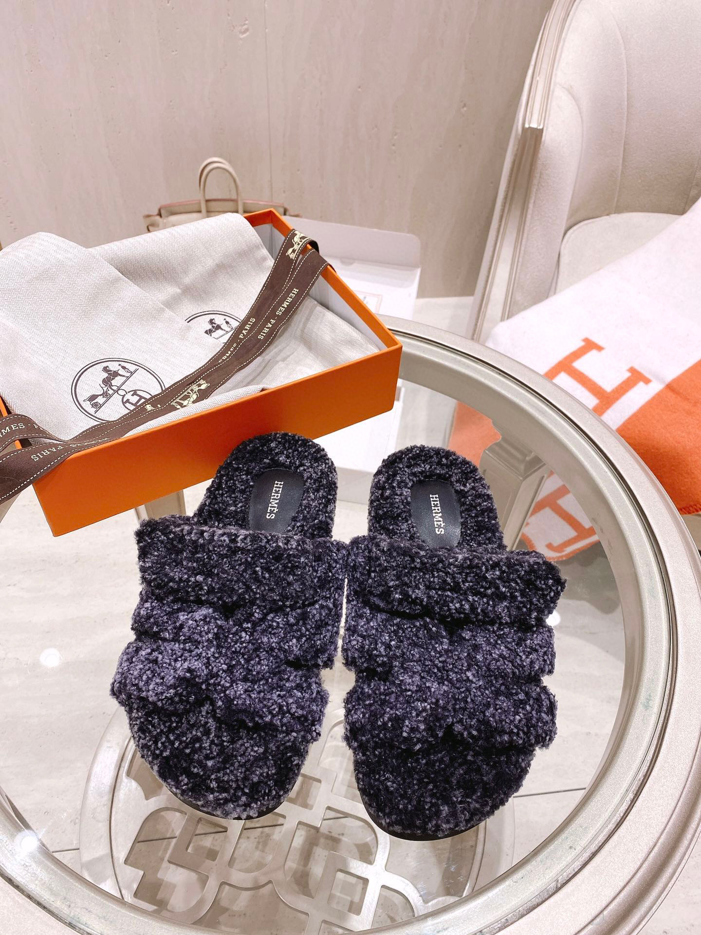 TOP HERMES Chypre Fur Sandal - 10 Colours