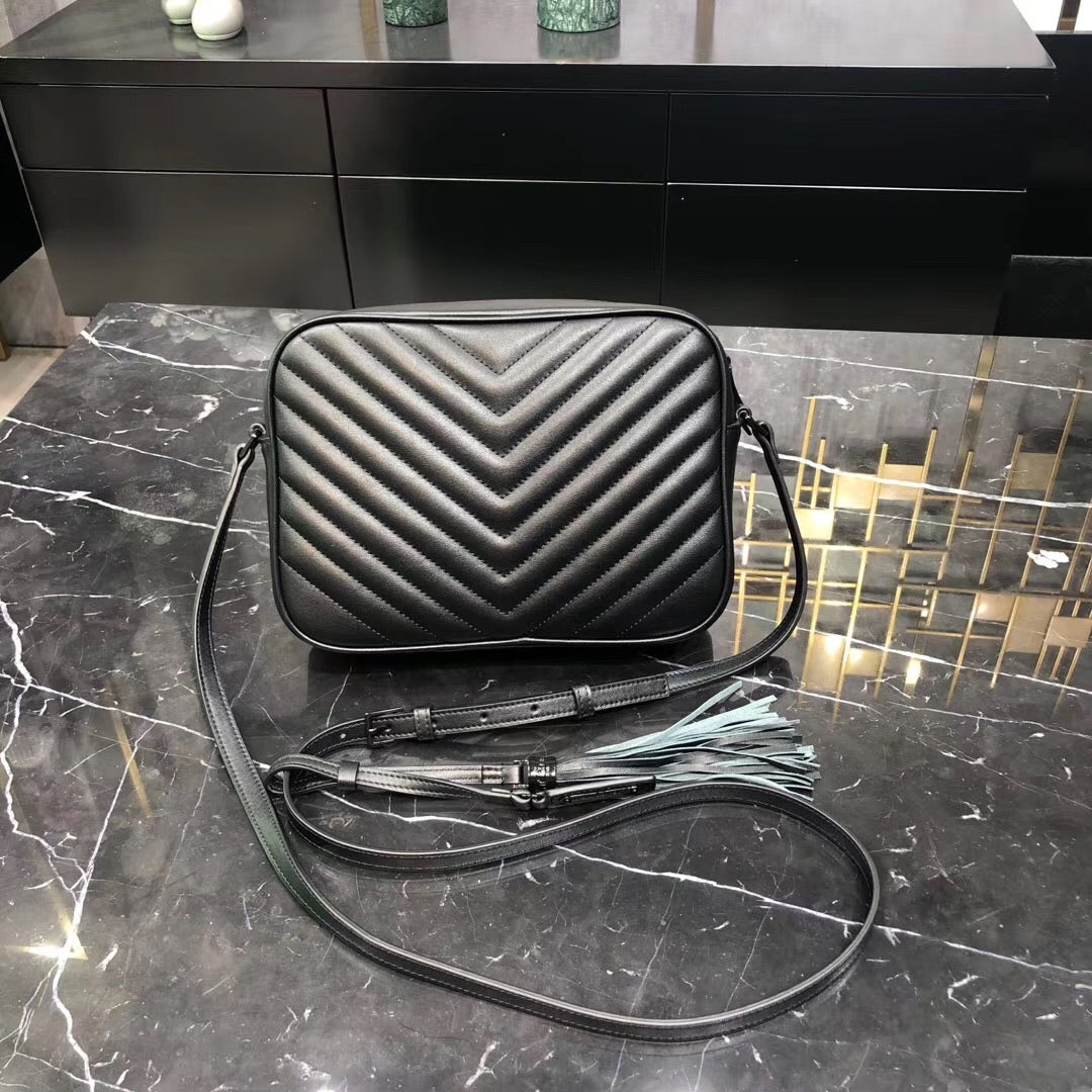 TOP Yves Saint Laurent YSL YSL LouLou Camera Bag - Black