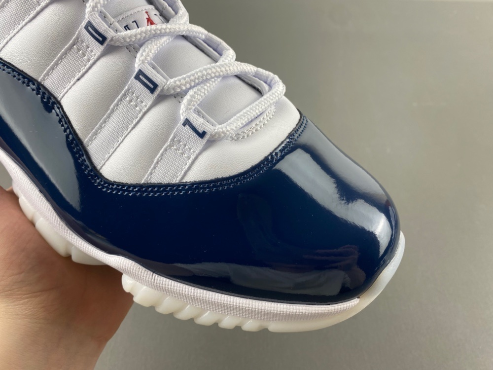 Air Jordan 11 White, Bark Blue, Red