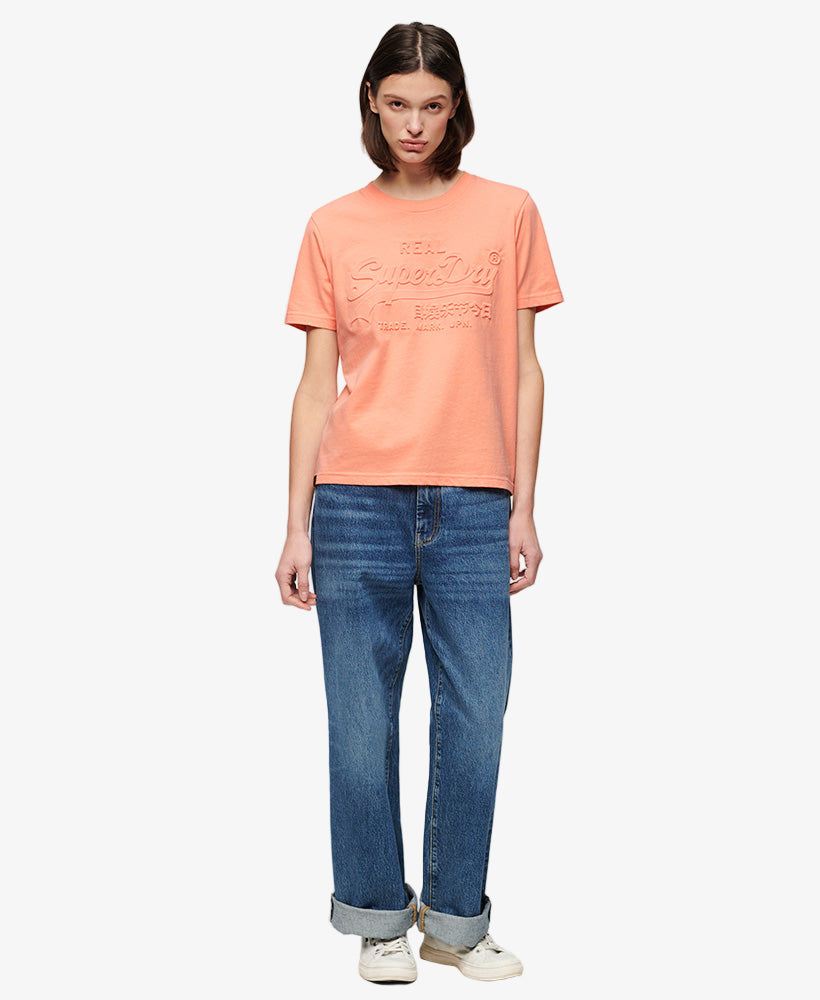 Embossed Vintage Logo Relaxed Tee | Papaya Punch Pink Slub