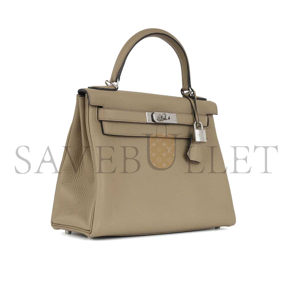 HERMÈS KELLY 28 TURTLEDOVE GRAY SILVER BUCKLE (28*22*10cm)