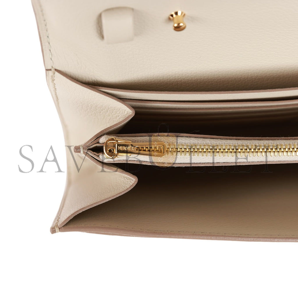 HERMES CONSTANCE WALLET TO GO BETON EVERCOLOR GOLD HARDWARE (20*11*4cm)
