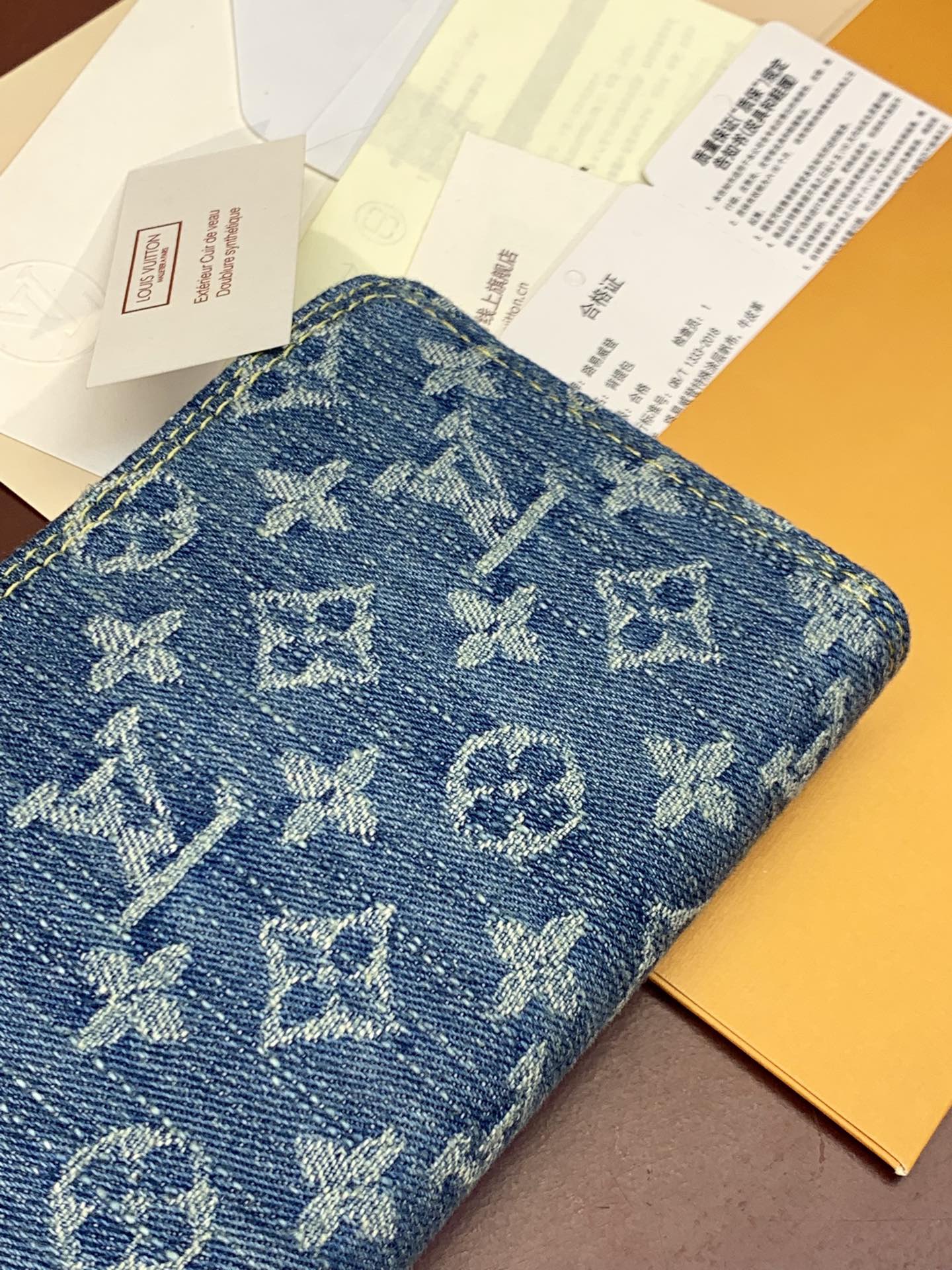 TOP Louis Vuitton LV Zippy Wallet 19.5x10.5x2.5cm - Monogram Denim Blue