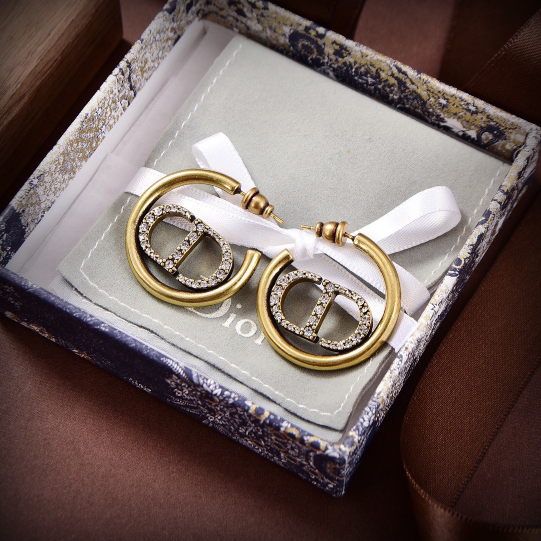TOP Christian Dior CD letter earrings - Brass