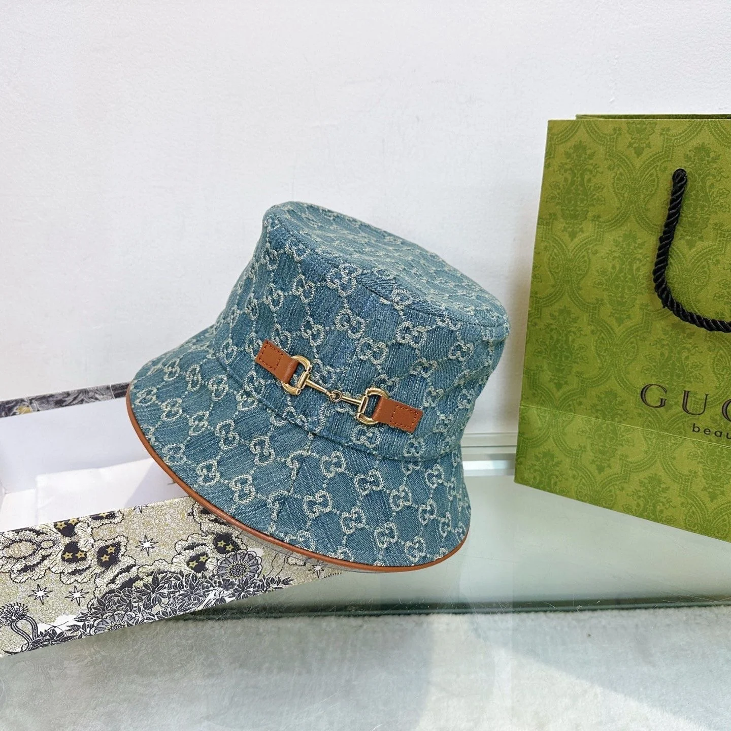 AAACAT Vintage Interwoven Jacquard Hat, Baseball Cap & Horsebit Decor Bucket Hat Denim Sun Hat for Women