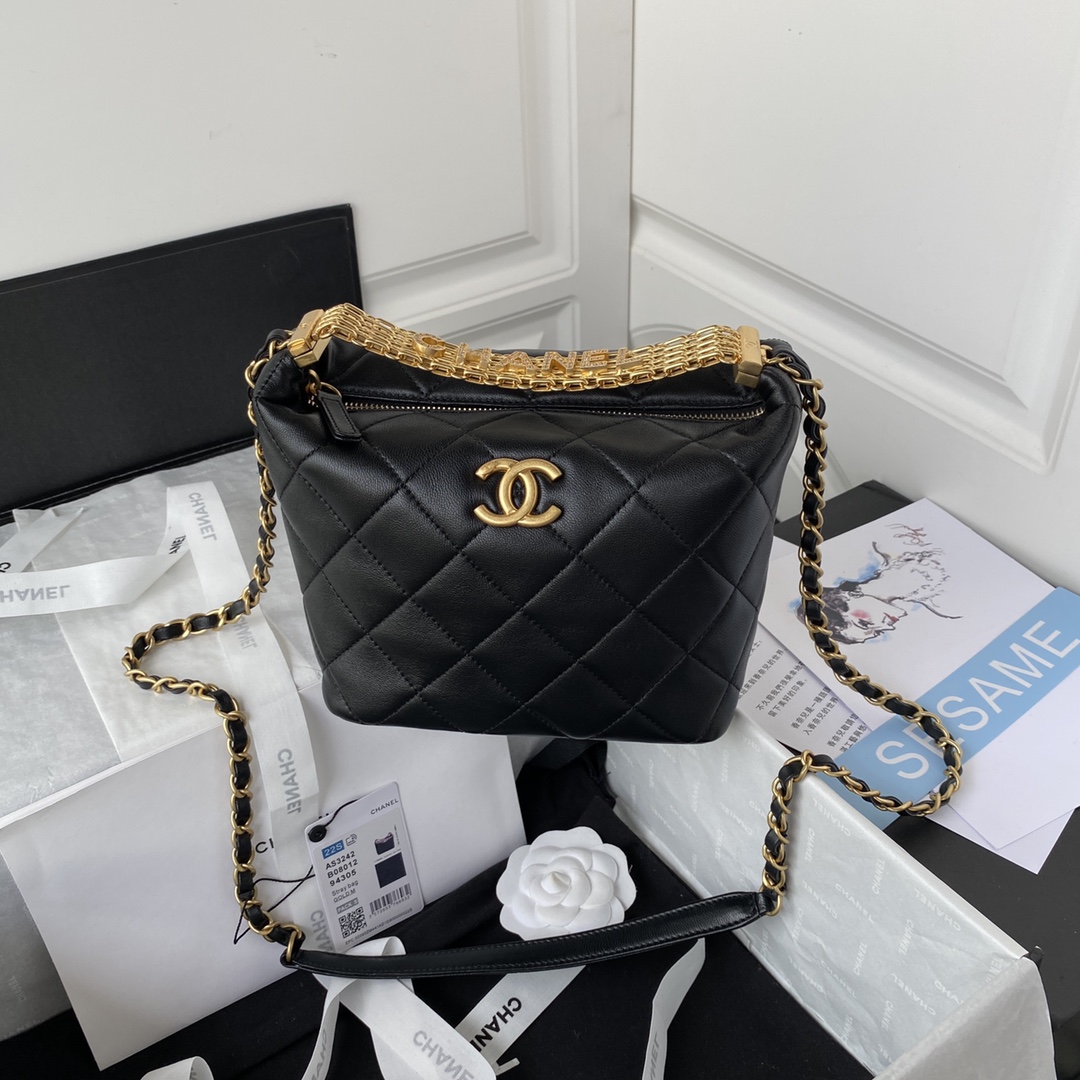 TOP CHANEL Hobo Bag 18*21*12*cm - GHW - Black