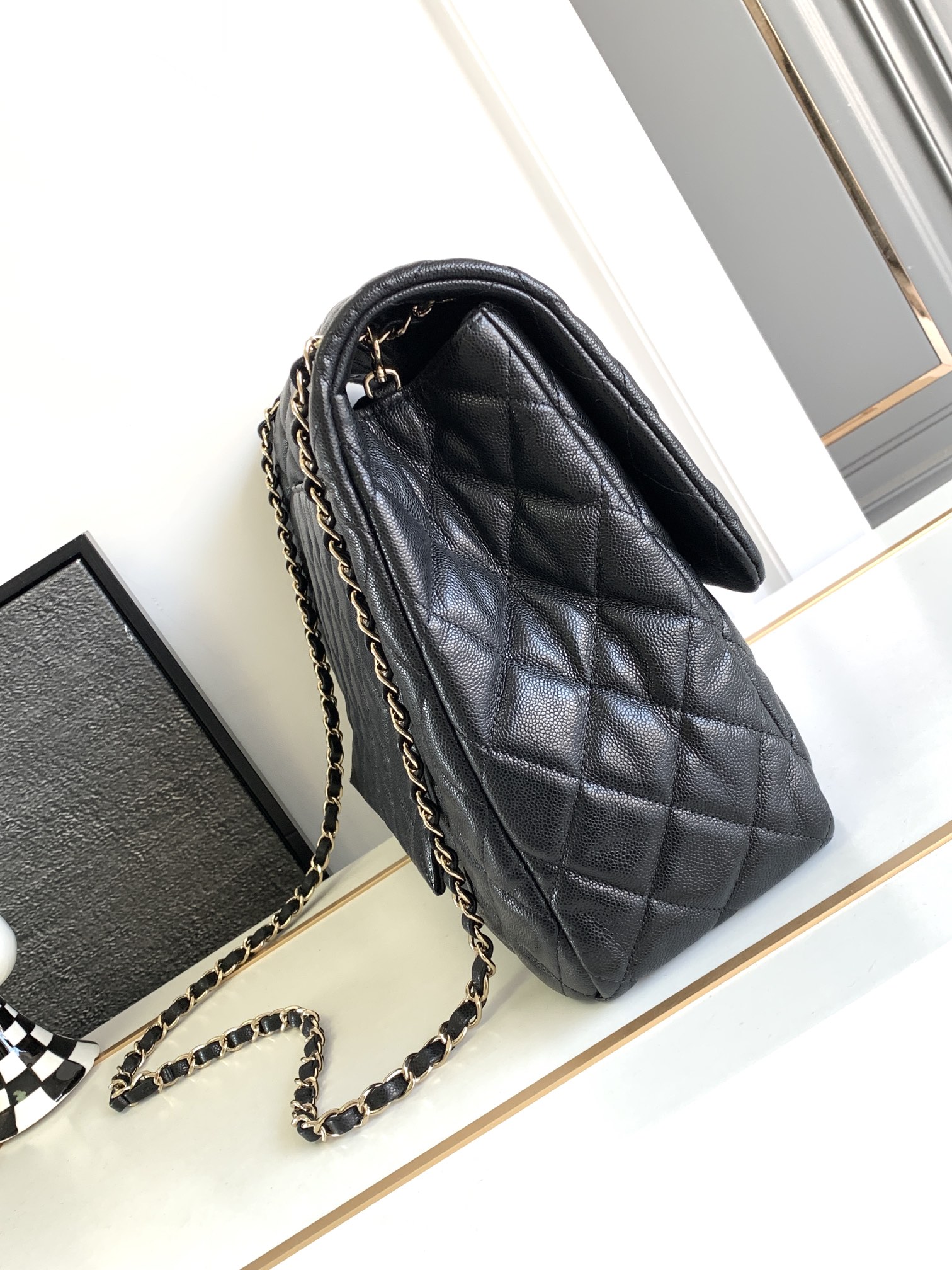 TOP CHANEL Large Chain Crossbody Bag - 40x26x12cm - GHW&Black