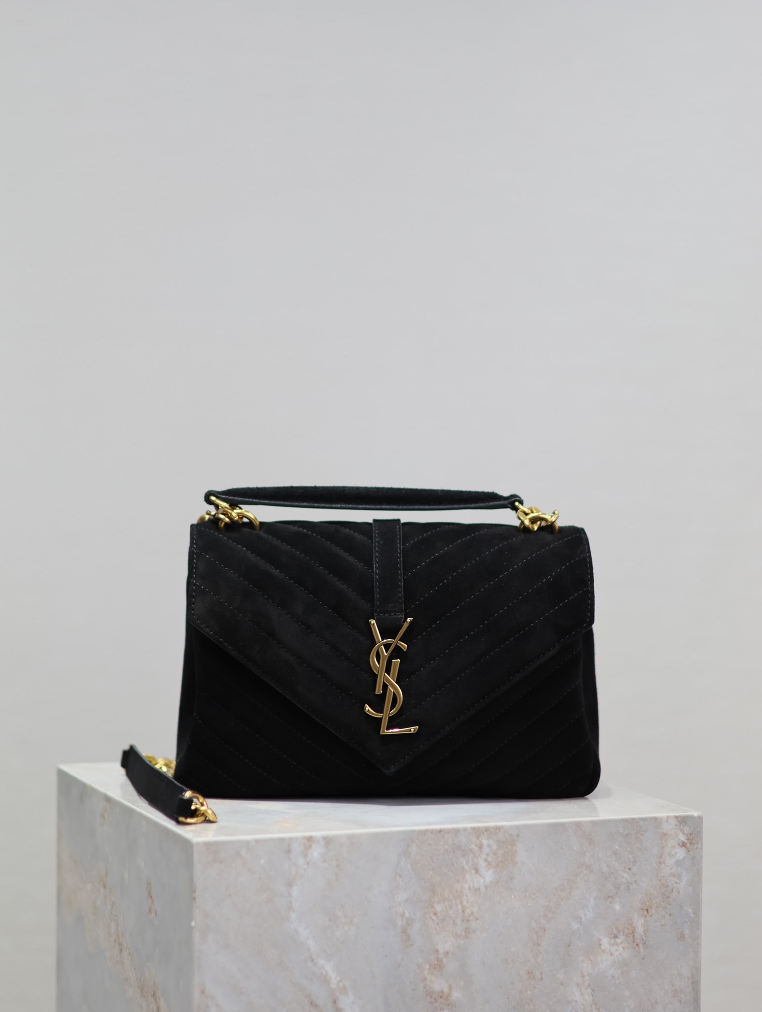 TOP Yves Saint Laurent YSL College Suede Bag Medium 24X17X6.5cm - 6 Color&GHW
