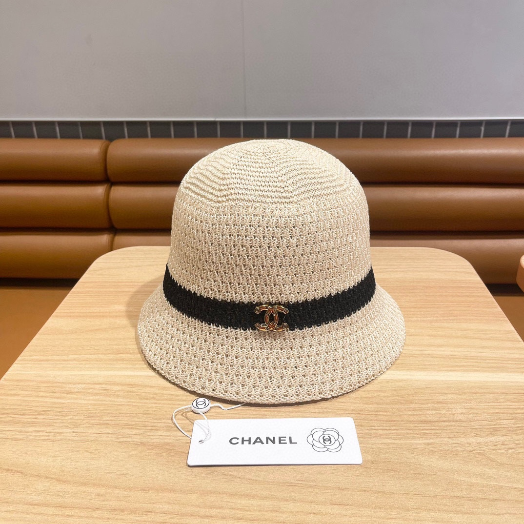 Chanel Knitted Hollow Breathable Fisherman's Hat  Sunhat （Replica）