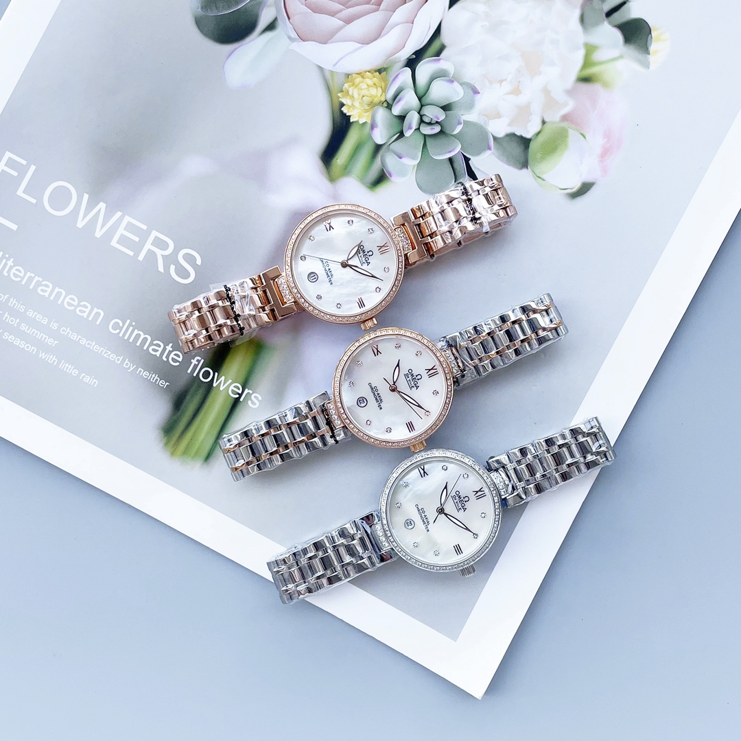 TOP OMEGA Ladies Imported Quartz Watch 32mm - 3 Colors