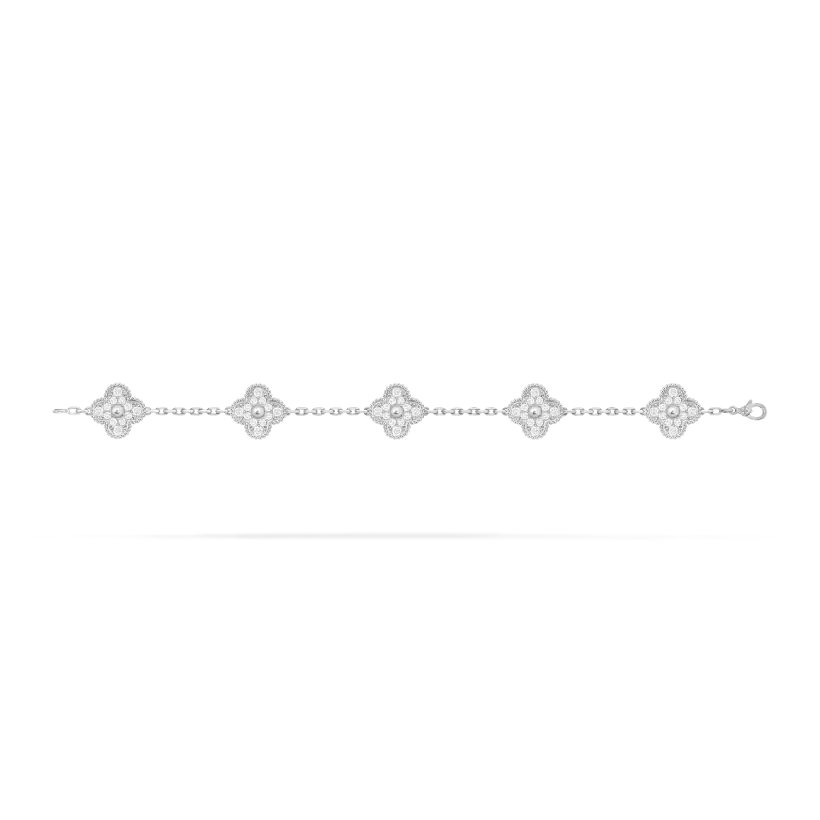 TOP Van Cleef & Arpels VCA 5 Motifs Alhambra Bracelet - Sliver