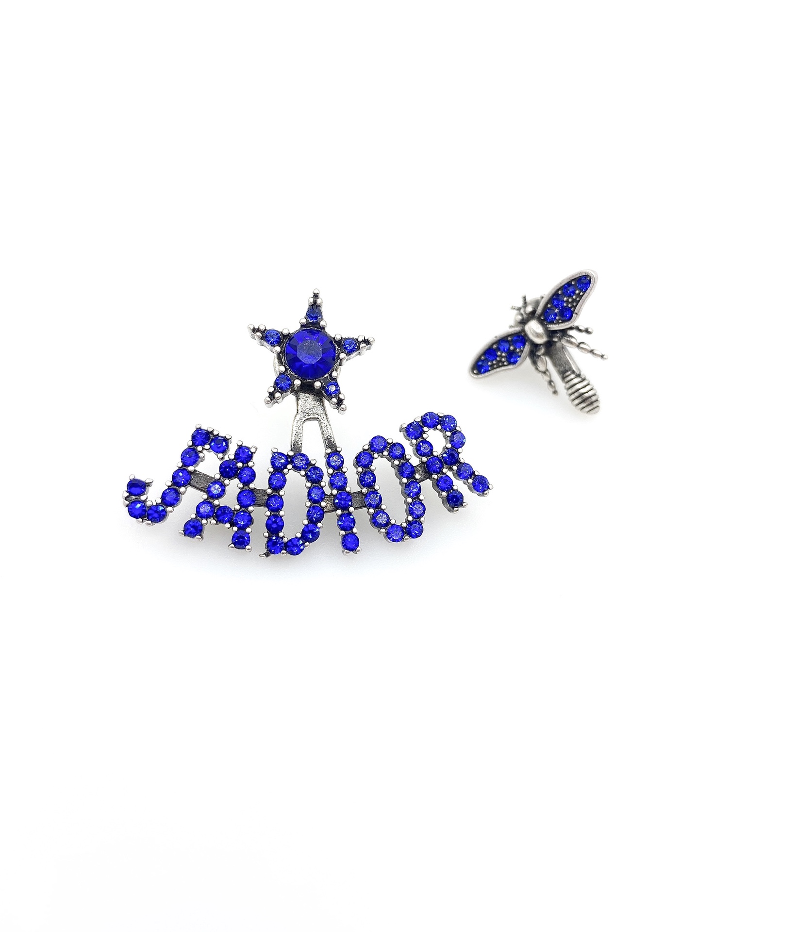 TOP Christian Dior Asymmetric Bee Earrings - Blue