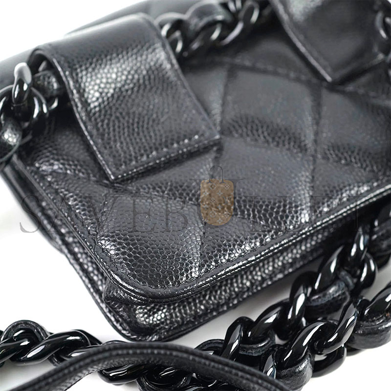 CHANEL MY EVERYTHING FLAP CARD HOLDER QUILTED CAVIAR BELT BAG (12*9*2cm)