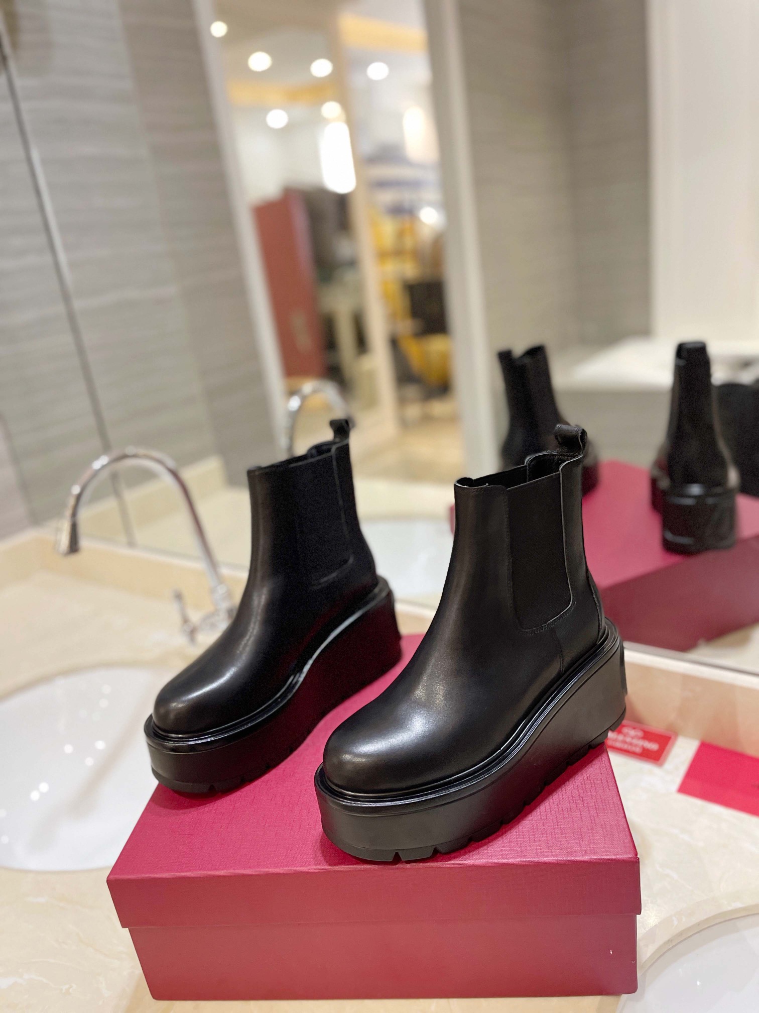 TOP VALENTINO 7.5cm High Heel Boots - Black