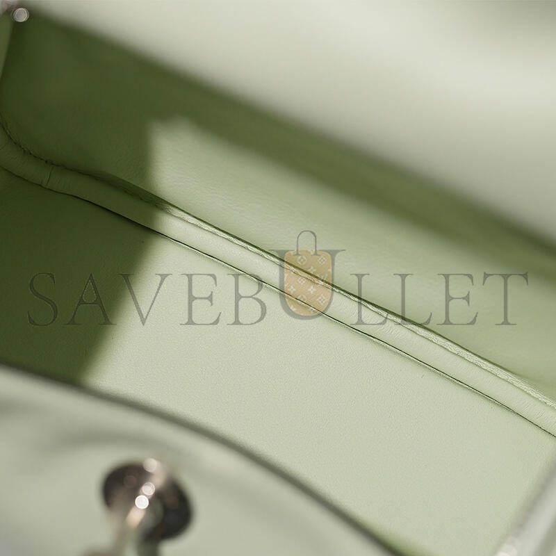 HERMES MINI LINDY 20 VERT FIZZ SWIFT PALLADIUM HARDWARE (19*12.5*9cm)