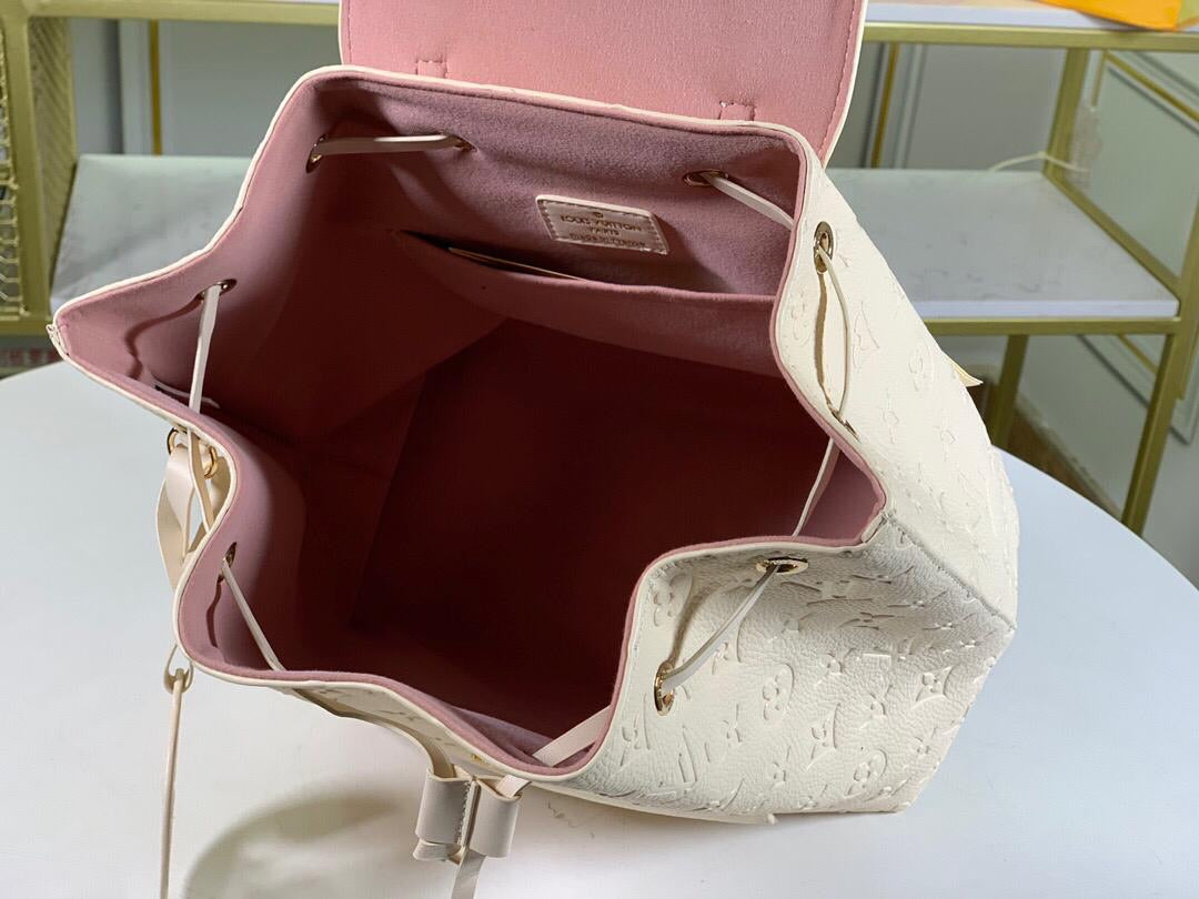 TOP Louis Vuitton LV Montsouris Backpack Empreinte PM 27.5 x 33.0 x 14.0cm- WHITE