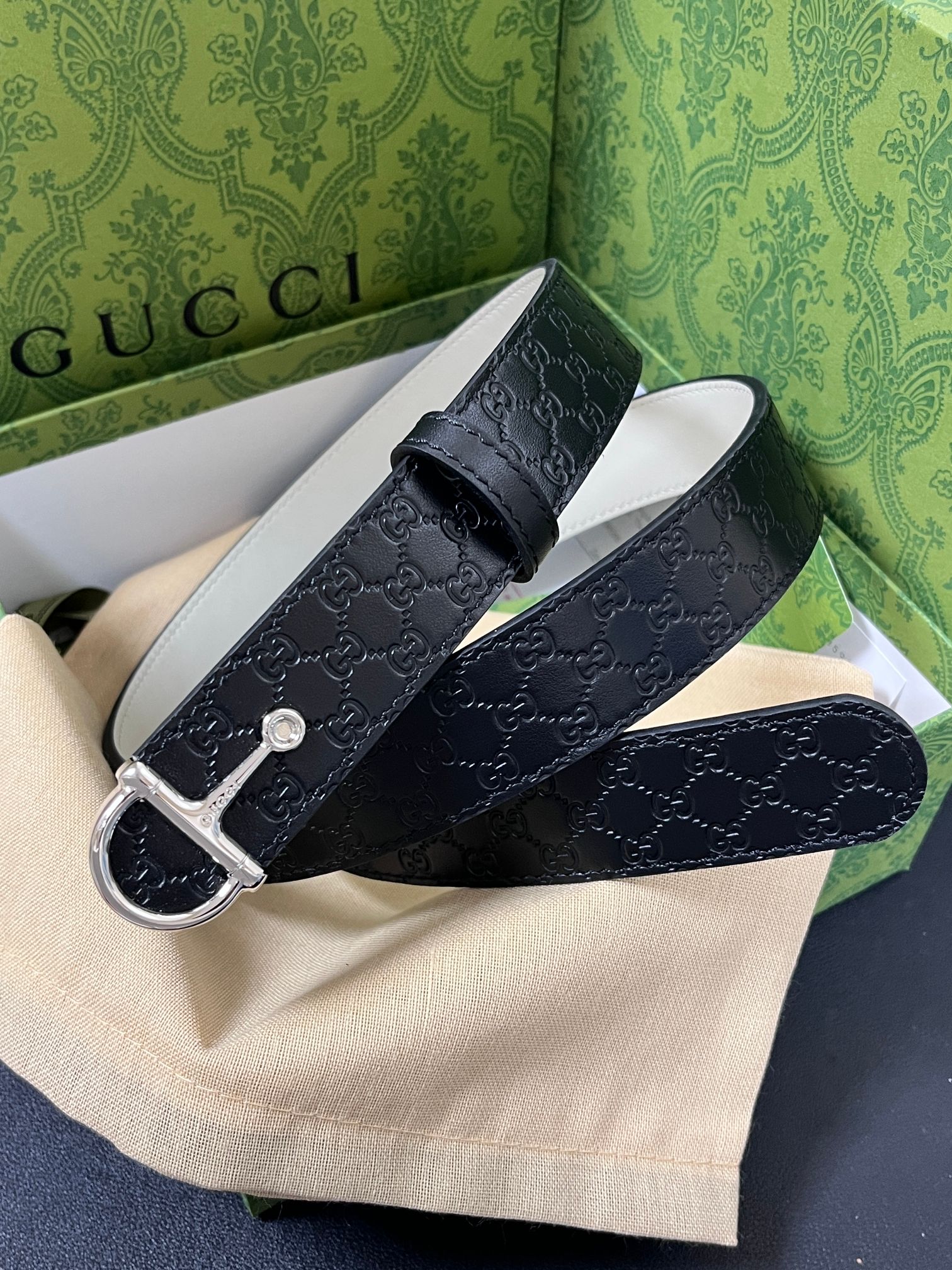 TOP GUCCI Classic Leather Belt - 3.0cm - Black