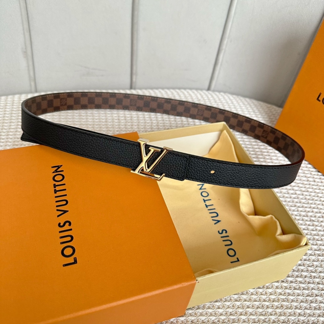 TOP Louis Vuitton LV Double Sided Cowhide Belts - 2.5CM