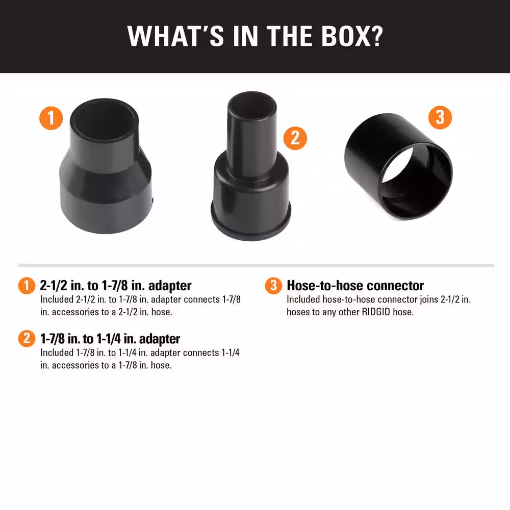 Vac Hose and Accessory Adapters Kit Shop Vac Attachments for RIDGID Wet Dry Vacuums