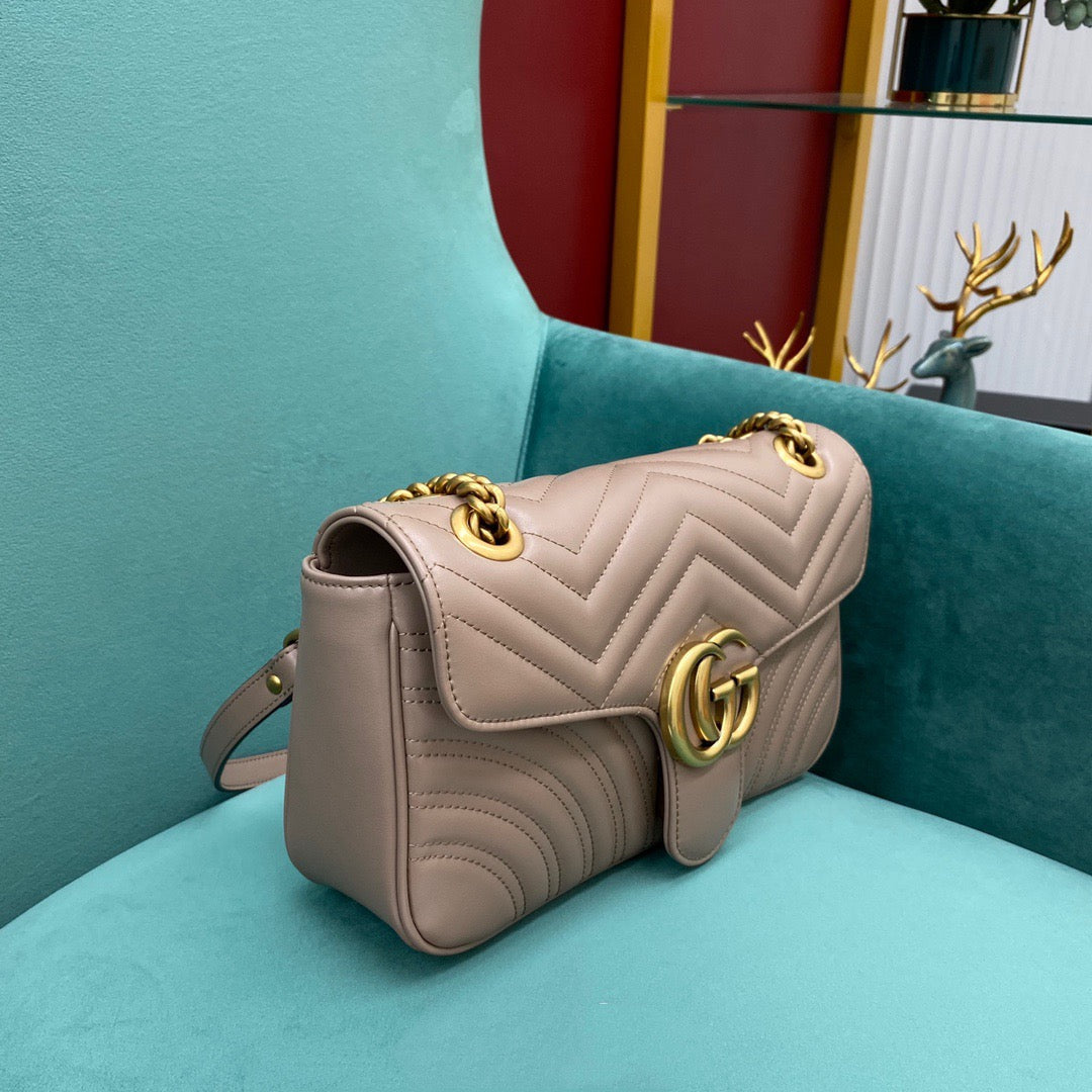 TOP GUCCI GG Marmont Bag Matelasse Mini 22cm - Dusty Rose