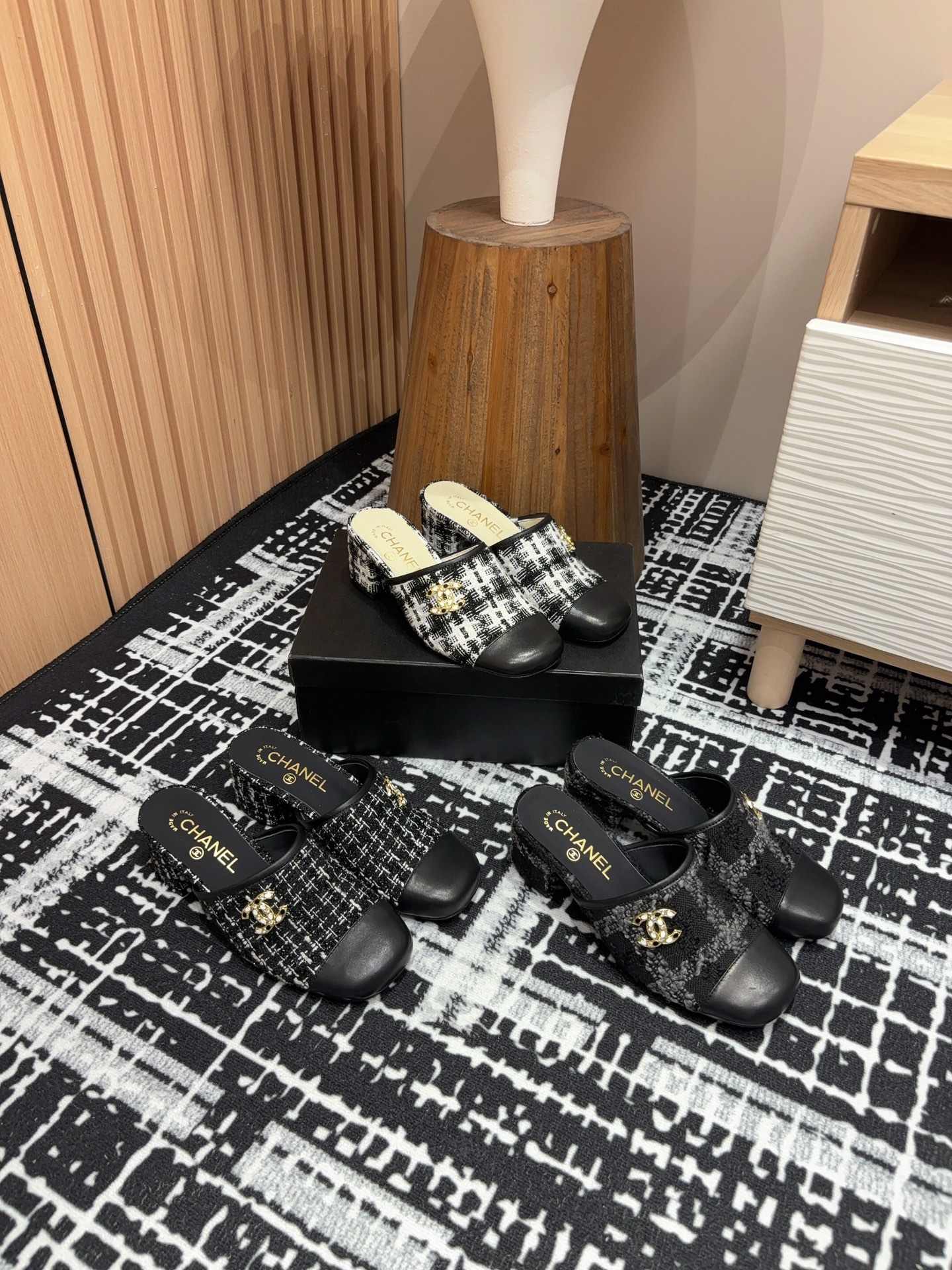 TOP CHANEL Woolen Cloth Closed Toe Slippers 3cm/6cm - 3 Color